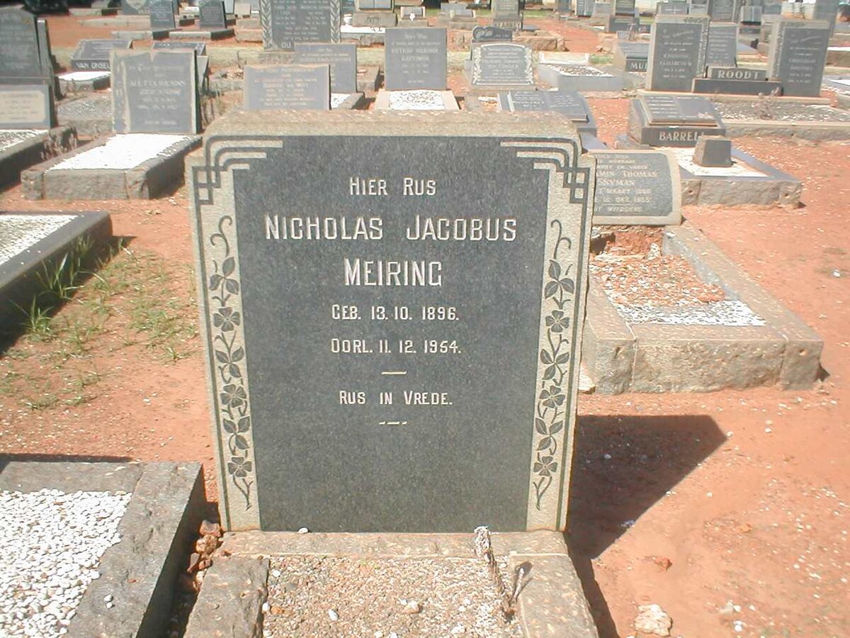 MEIRING Nicholas Jacobus 1896-1954