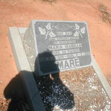 MARE Marie Isabella nee DU PLESSIS 1905-1985