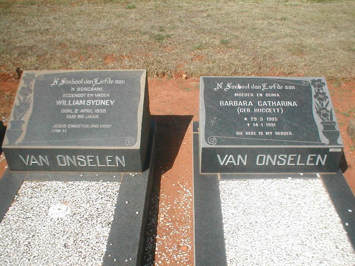 ONSELEN William Sydney, van 1892-1958 &amp; Barbara Catharina HUGGETT 1905-1991