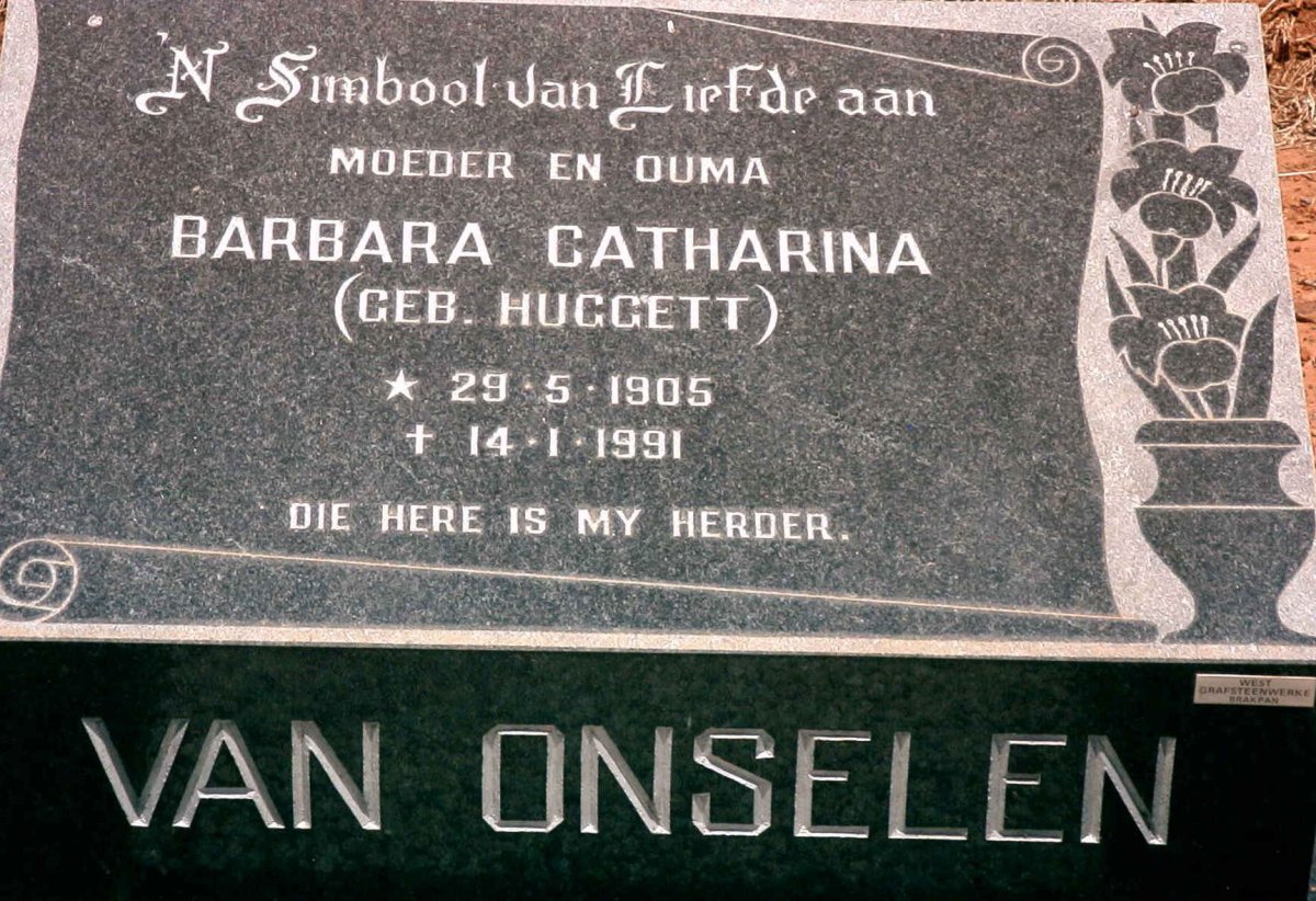 ONSELEN Barbara Catharina, van nee HUGGETT 1905-1991