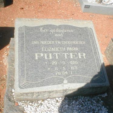 PUTTER Elizabeth Maria 1885-1971
