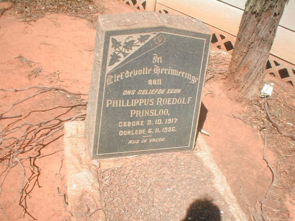 PRINSLOO Phillippus  Roedolf 1917-1936