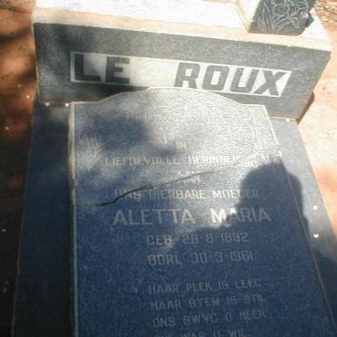 ROUX Aletta Maria, le 1882-1961
