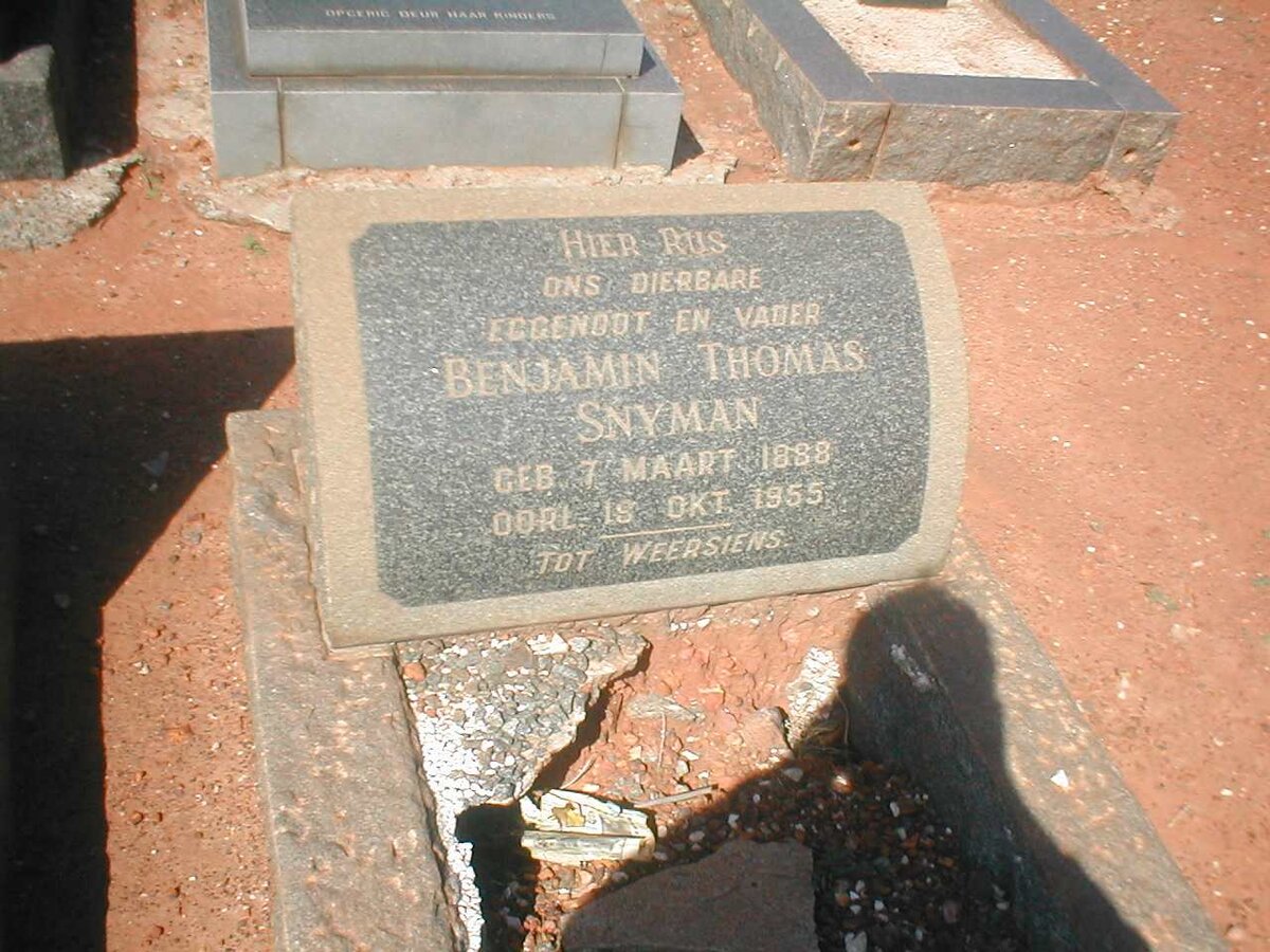 SNYMAN Benjamin Thomas 1888-1955