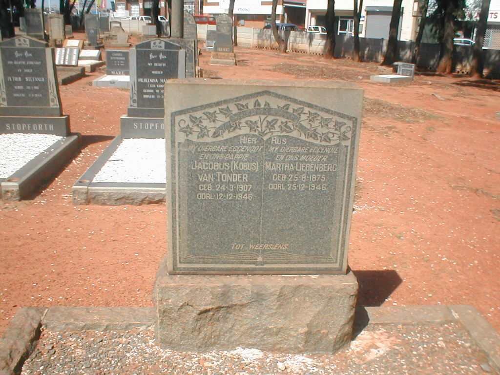 TONDER Jacobus, van 1907-1946 &amp; Martha LIEBENBERG 1875-1946