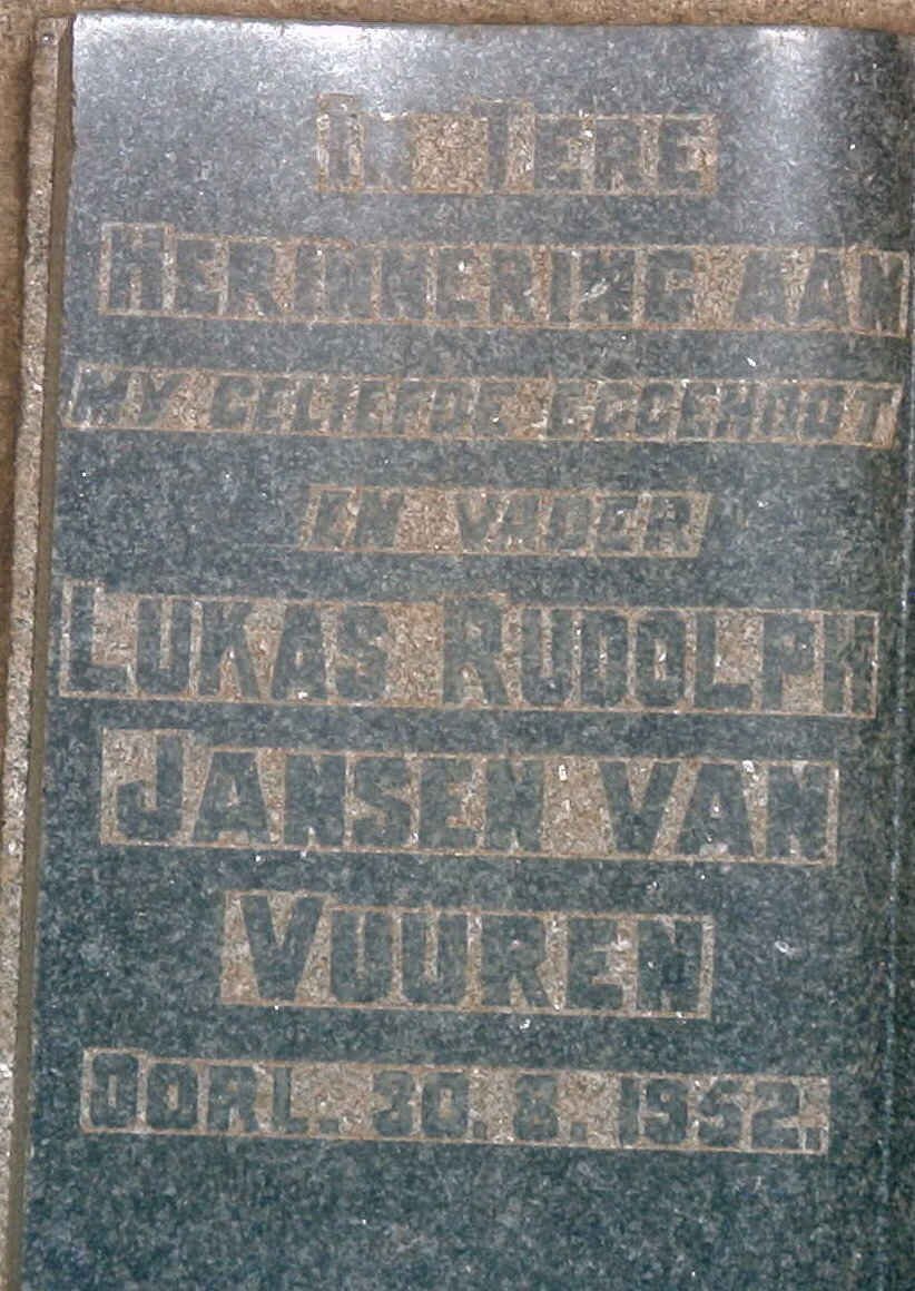 VUUREN Lukas Rudolph, Jansen van -1952