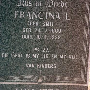VENTER Francina E. nee SMIT 1889-1958