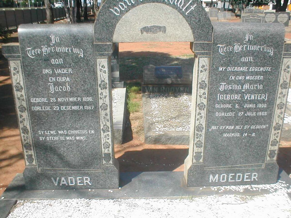 WALT Jacob, van der 1896-1967 &amp; Josina Maria VENTER 1900-1958