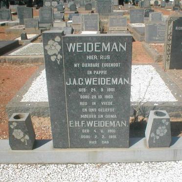 WEIDEMAN J.A.C 1901-1960 &amp; E.H.F 1910-1991