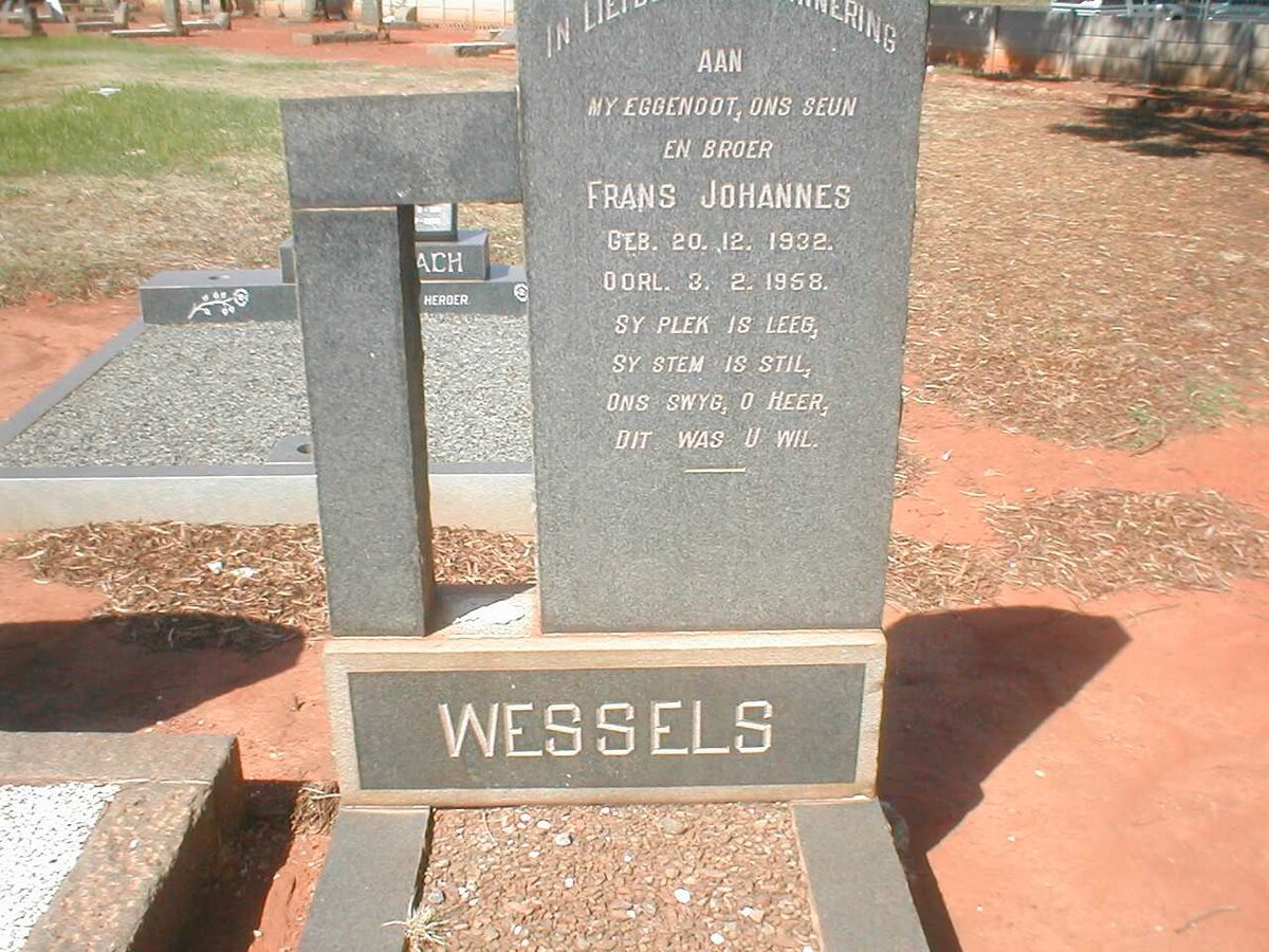 WESSELS Frans Johannes 1932-1958
