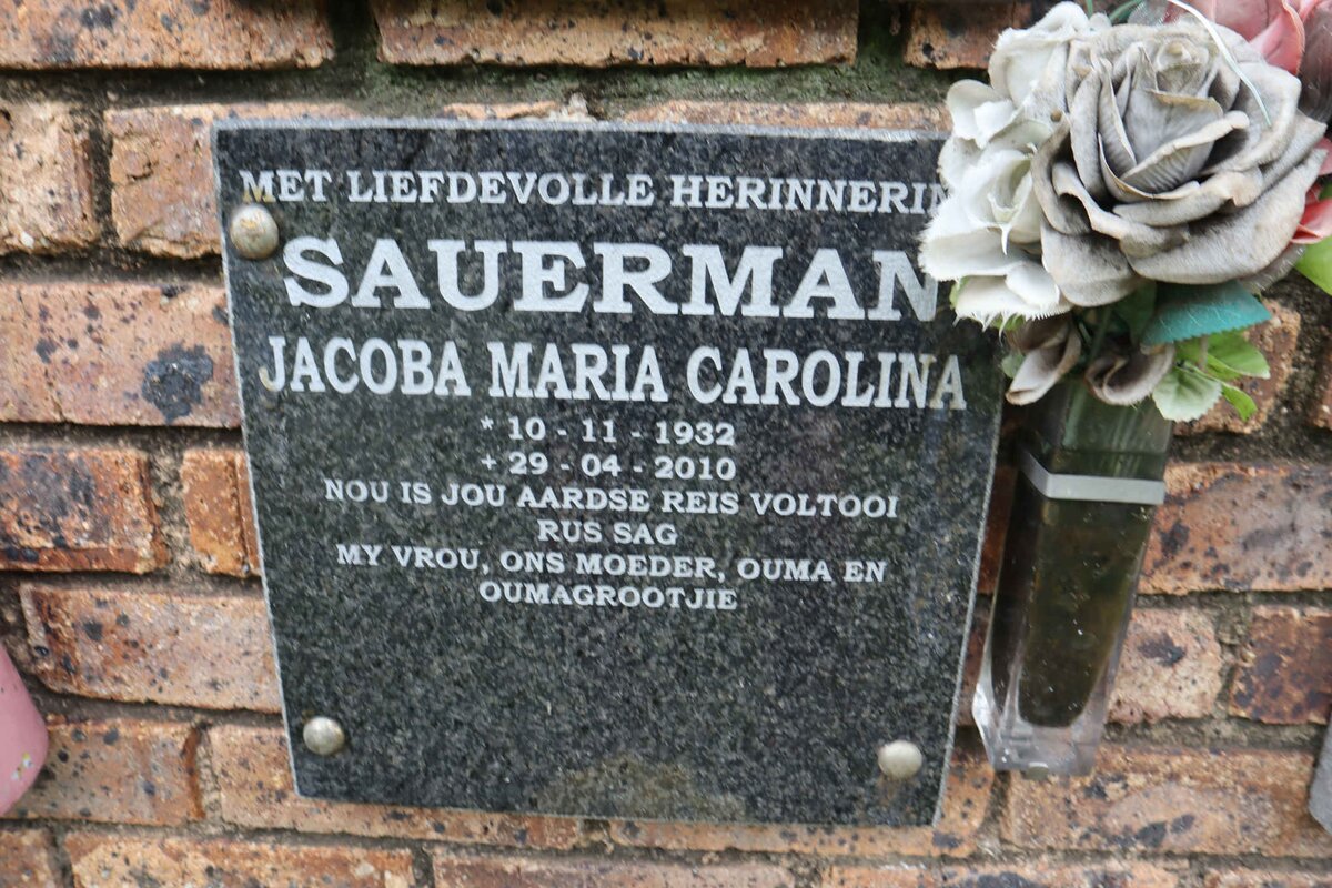 SAUERMAN Jacoba Maria Carolina 1932-2010