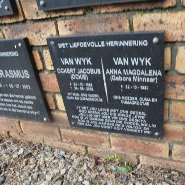 WYK Ockert Jacobus, van 1928-2002 &amp; Anna Magdalena MINNAAR 1930-