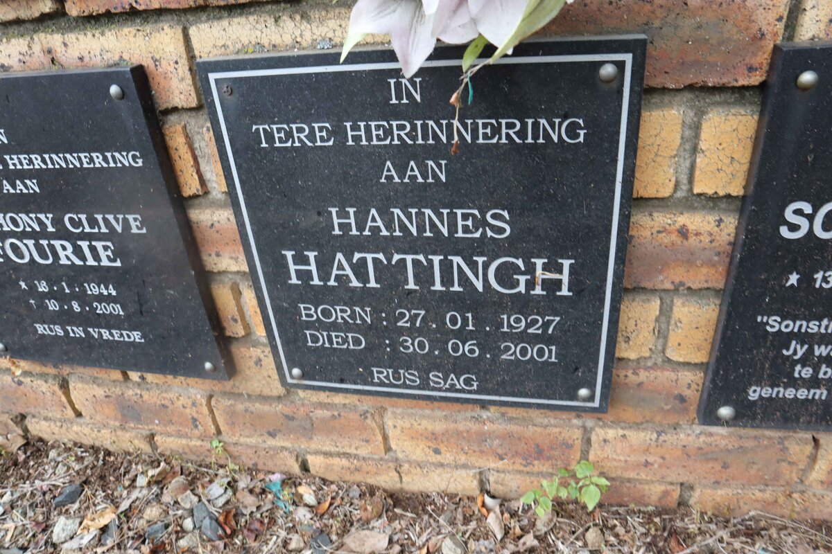 HATTINGH Hannes 1927-2001