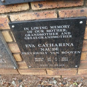 NAUDE Eva Catharina previously VAN ROOYEN 1911-2002