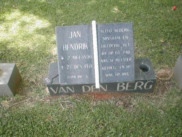 BERG Jan Hendrik, van den 1890-1976