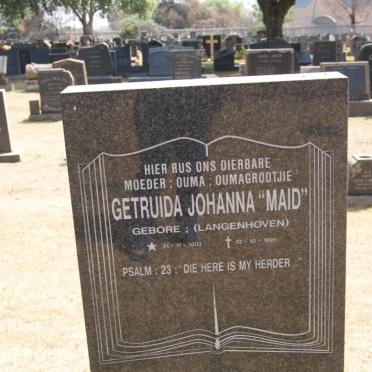 BEZUIDENHOUT Getruida Johanna nee LANGENHOVEN 1903-1995