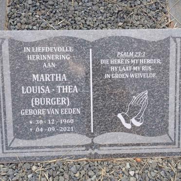 BURGER Martha Louisa-Thea nee VAN EEDEN 1960-2021