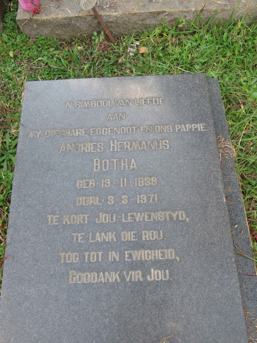 BOTHA Andries Hermanus 1939-1971