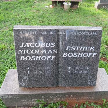 BOSHOFF Jacobus Nicolaas 1925-2014 &amp; Esther 1937-2012