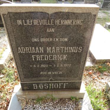 BOSHOFF Adriaan Marthinus Frederick 1925-1972