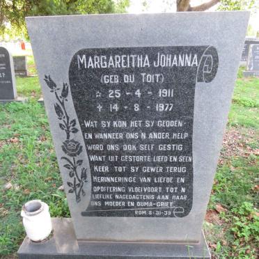 BOTHMA Margareitha Johanna nee DU TOIT 1911-1977
