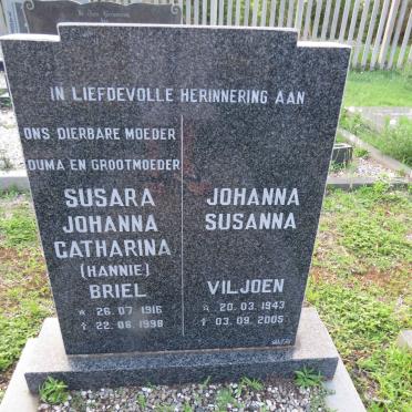 BRIEL Susara Johanna Catharina 1916-1998 :: VILJOEN Johanna Susannna 1943-2005