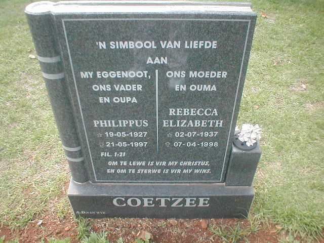 COETZEE Philippus 1927-1997 &amp; Rebecca Elizabeth 1937-1998