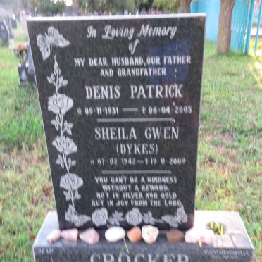 CROCKER Denis Patrick 1931-2005 &amp; Sheila Gwen DYKES 1942-2009