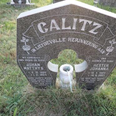 CALITZ Johan Matthys 1920-1994 &amp; Hester Johanna 1929-2021