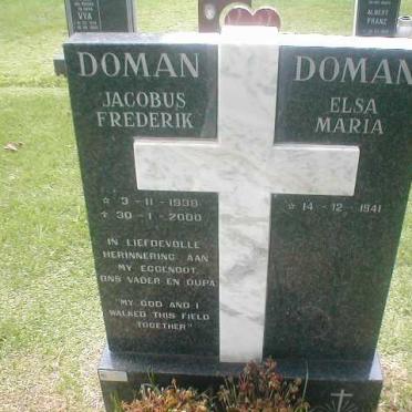 DOMAN Jacobus Frederik 1938-2000 &amp; Elsa Maria 1941-