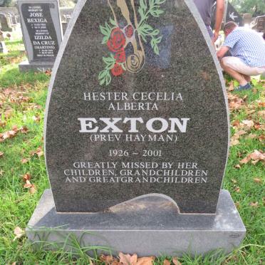 EXTON Hester Cecelia Alberta previously HAYMAN 1926-2001