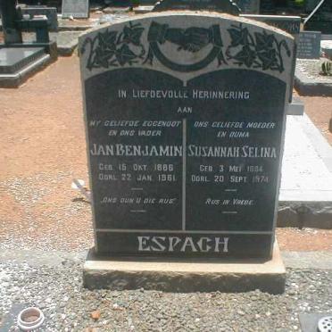 ESPACH Jan Benjamin 1886-1981 &amp; Susanna Selina 1884-1974