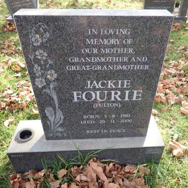 FOURIE Jackie nee FULTON 1910-2000