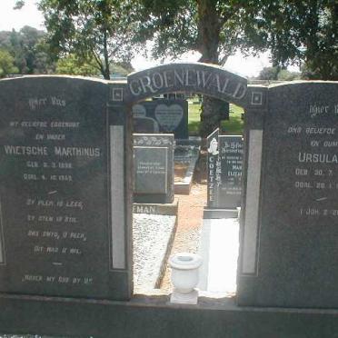 GROENEWALD Wietsche Marthinus 1898-1969 &amp; Ursula C. 1900-1978