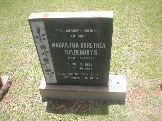 GELDENHUYS Magrietha Dorethea nee HATTINGH 1893-1967