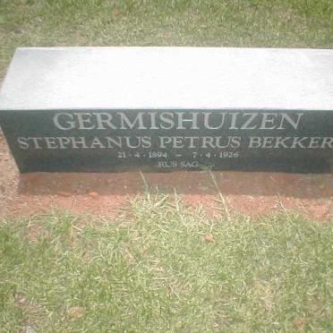 GERMISHUIZEN Stephanus Petrus Bekker 1894-1926