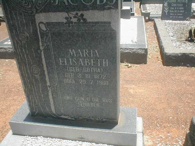 JACOBS Maria Elizabeth nee BOTHA 1872-1960