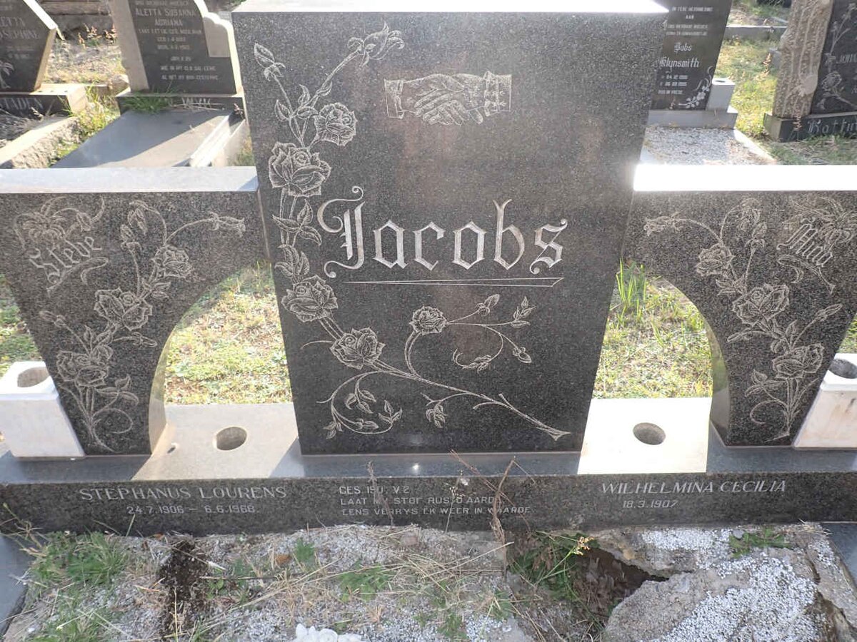 JACOBS Stephanus Lourens 1906-1968 &amp; Wilhelmina Cecilia 1907-