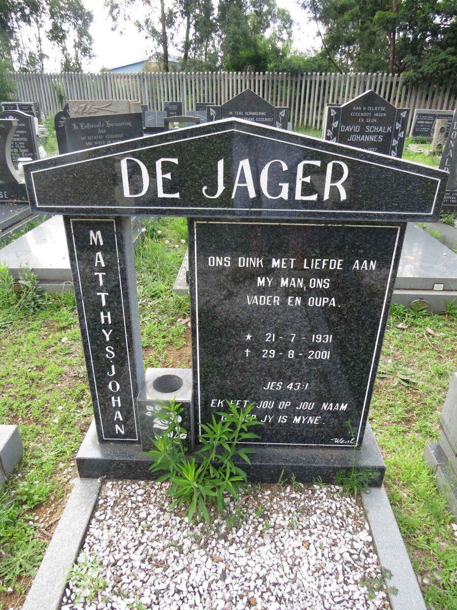 JAGER Matthys Johan, de 1931-2001
