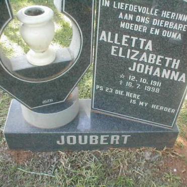 JOUBERT Alletta Elizabeth Johanna 1911-1998