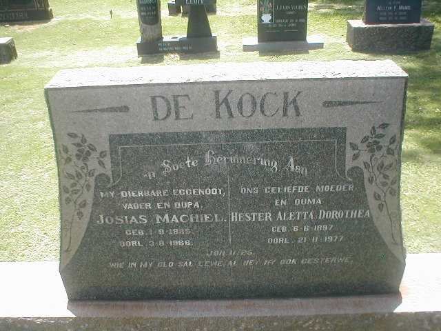 KOCK Josias Machiel, de 1885-1966 &amp; Hester Aletta Dorothea 1897-1977