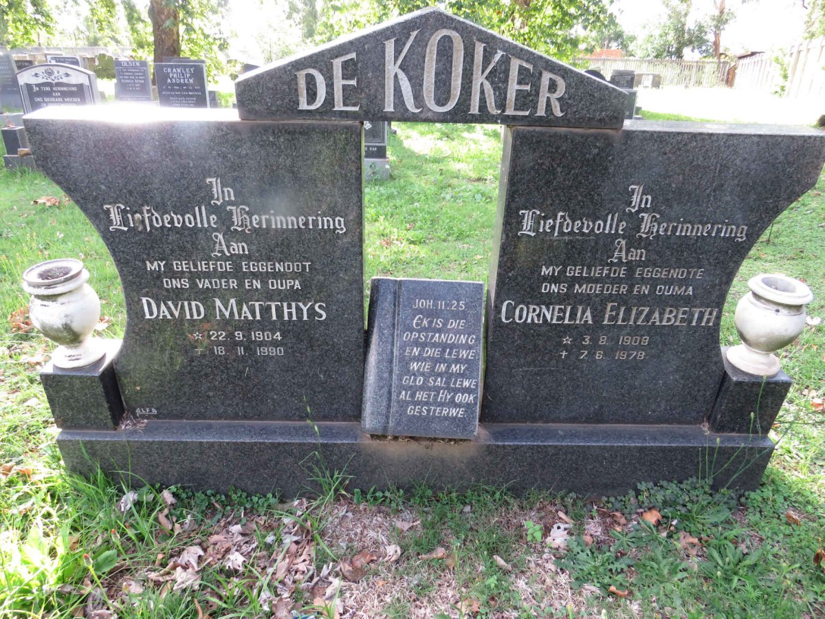 KOKER David Matthys, de 1904-1990 &amp; Cornelia Elizabeth 1908-1978
