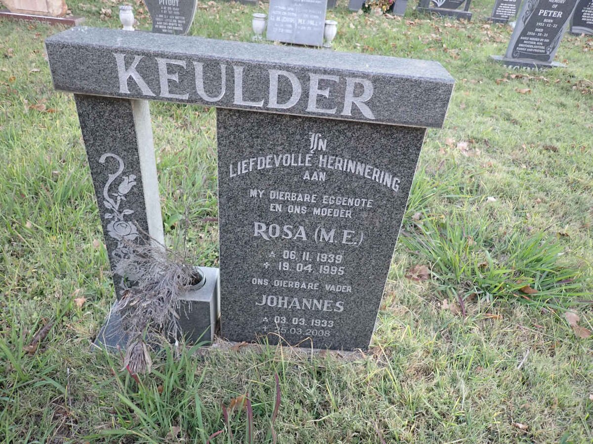 KEULDER Johannes 1933-2008 &amp; Rosa M.E. 1939-1995