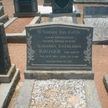 KRUGER Susanna Catherine nee MARITZ 1903-1961
