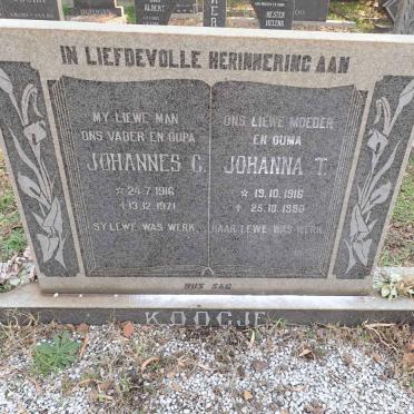 KOOGJE Johannes C. 1916-1971 &amp; Johanna T. 1916-1990