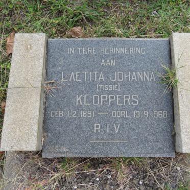 KLOPPERS Laetita Johanna 1891-1968