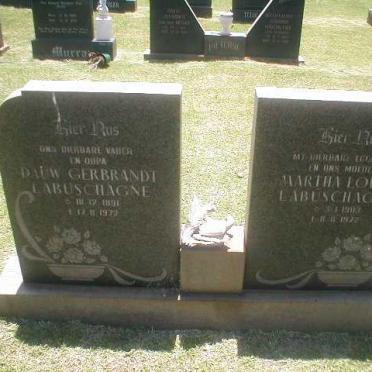 LABUSCHAGNE Dauw Gerbrandt 1891-1972 &amp; Martha Louisa 1903-1972