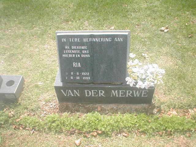 MERWE Ria , van der 1922-1999