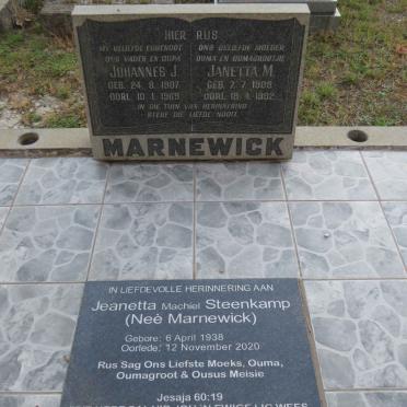 MARNEWICK Johannes J. 1907-1969 &amp; Janetta M. 1908-1992 :: STEENKAMP Jeanetta Machiel nee MARNEWICK 1938-2020