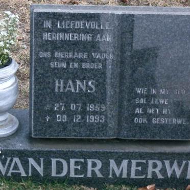 MERWE Hans, van der 1959-1993
